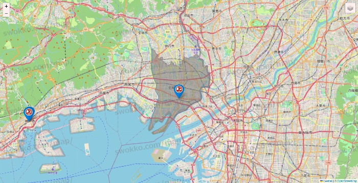 兵庫県の磯丸水産の店舗地図