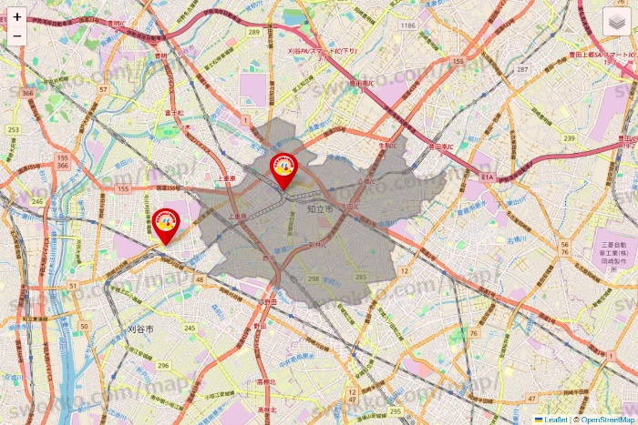 愛知県のジャンカラの店舗地図