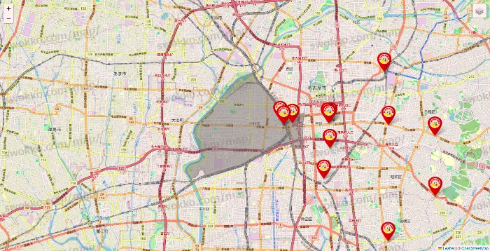 愛知県のジャンカラの店舗地図