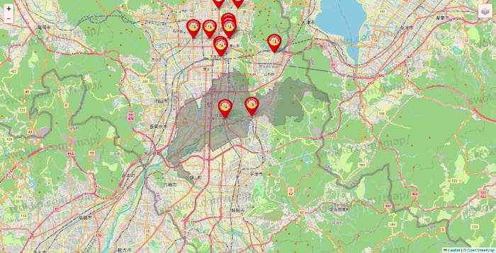 京都府のジャンカラの店舗地図