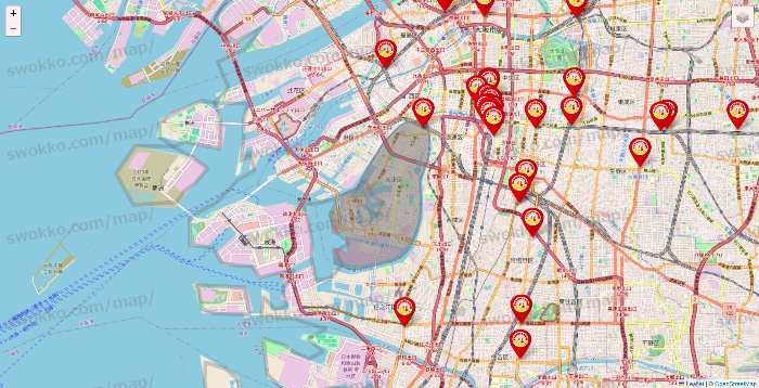 大阪府のジャンカラの店舗地図