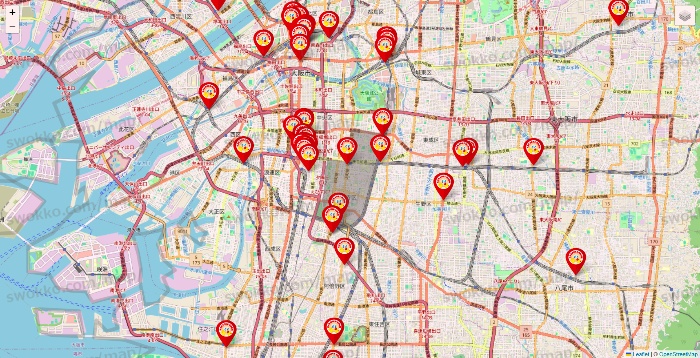 大阪府のジャンカラの店舗地図
