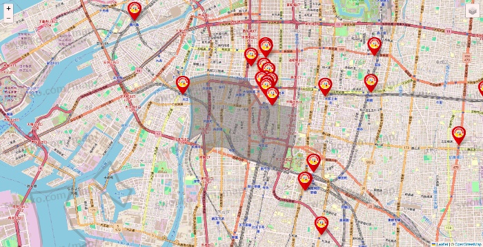 大阪府のジャンカラの店舗地図
