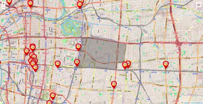 大阪府のジャンカラの店舗地図