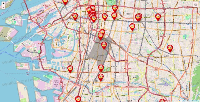 大阪府のジャンカラの店舗地図
