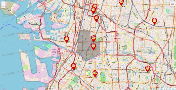 大阪府のジャンカラの店舗地図