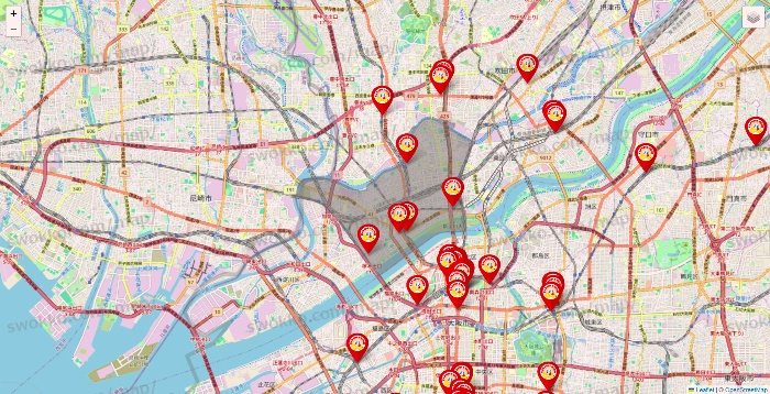 大阪府のジャンカラの店舗地図