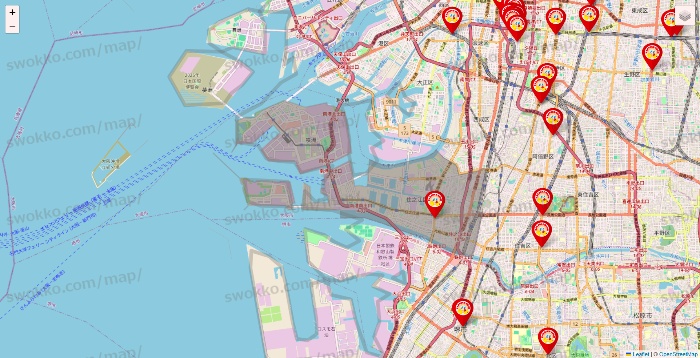 大阪府のジャンカラの店舗地図