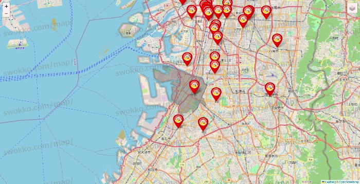 大阪府のジャンカラの店舗地図