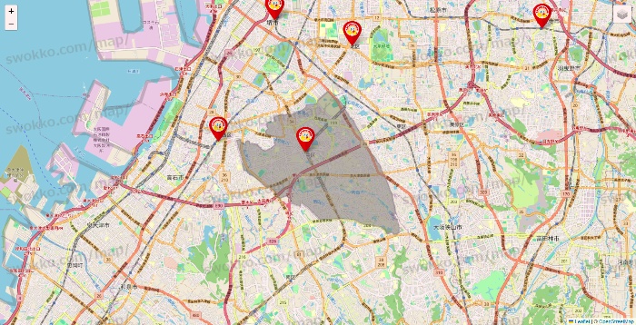大阪府のジャンカラの店舗地図