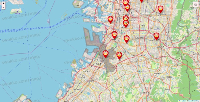 大阪府のジャンカラの店舗地図