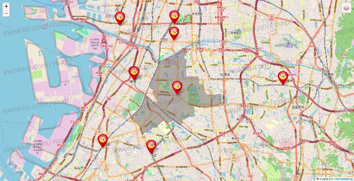 大阪府のジャンカラの店舗地図