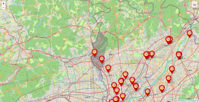 大阪府のジャンカラの店舗地図
