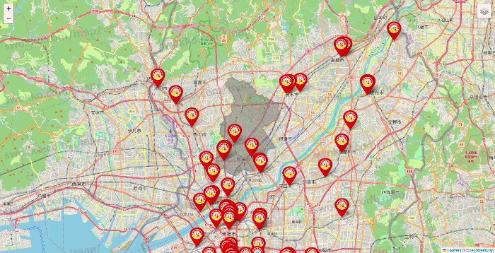 大阪府のジャンカラの店舗地図