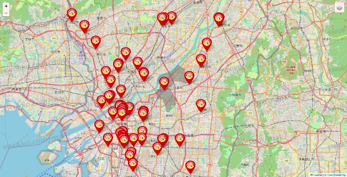 大阪府のジャンカラの店舗地図