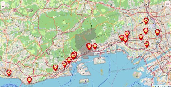 兵庫県のジャンカラの店舗地図