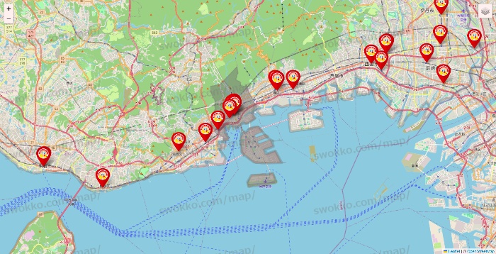 兵庫県のジャンカラの店舗地図