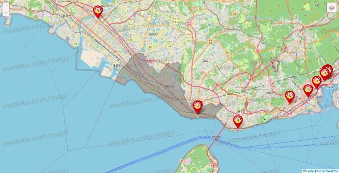 兵庫県のジャンカラの店舗地図