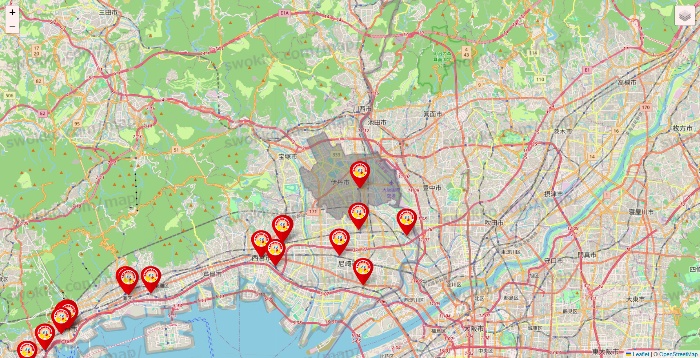 兵庫県のジャンカラの店舗地図