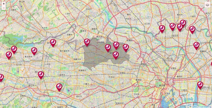 東京都のジェーソンの店舗地図