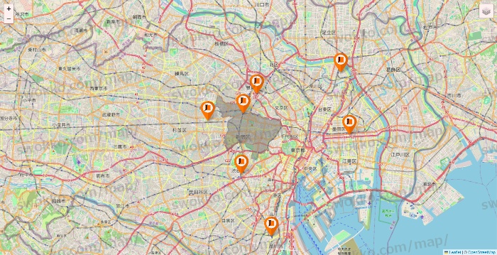 東京都のジェイエステティックの店舗地図