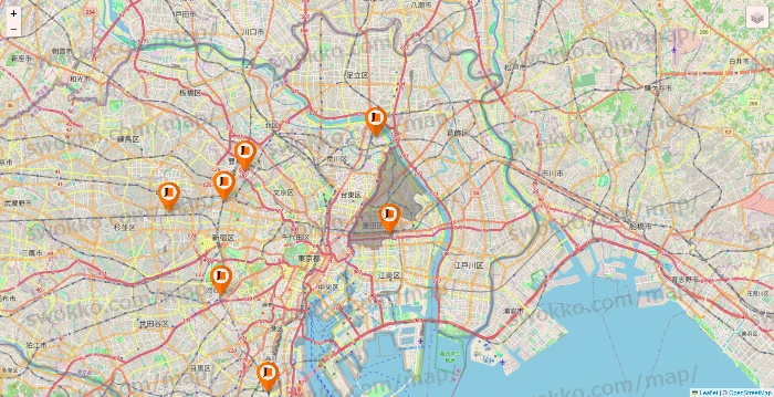 東京都のジェイエステティックの店舗地図