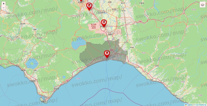 北海道の自遊空間の店舗地図