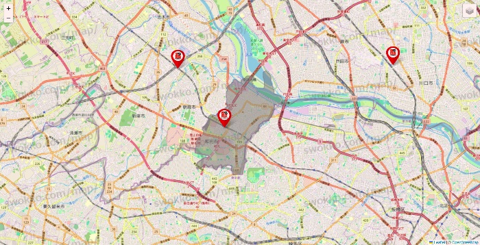 埼玉県の自遊空間の店舗地図