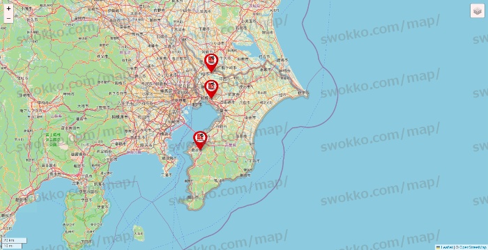 千葉県の自遊空間の店舗地図