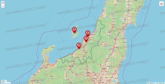 新潟県の自遊空間の店舗地図