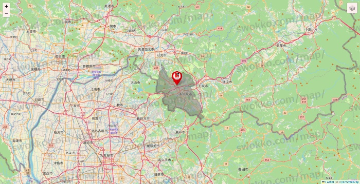 岐阜県の自遊空間の店舗地図