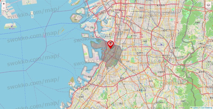 大阪府の自遊空間の店舗地図
