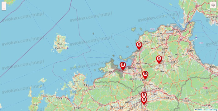 福岡県の自遊空間の店舗地図