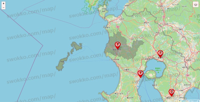 鹿児島県の自遊空間の店舗地図