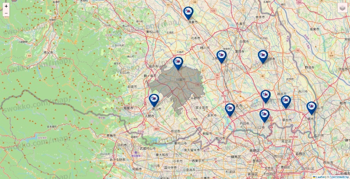 埼玉県の上州屋の店舗地図