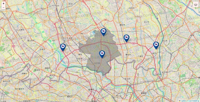 埼玉県の上州屋の店舗地図