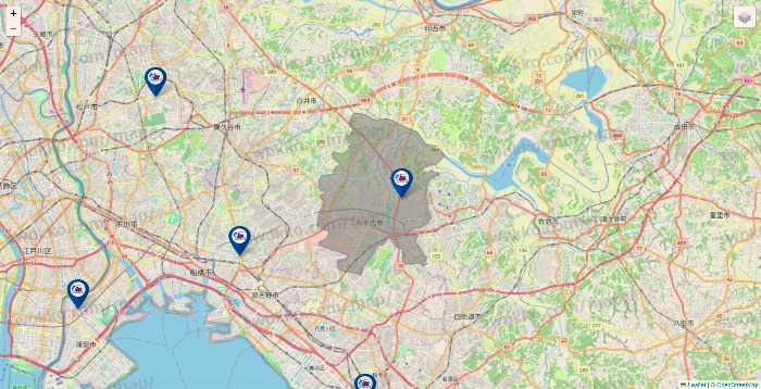 千葉県の上州屋の店舗地図