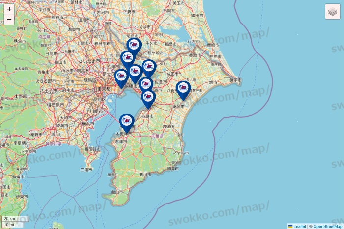 千葉県の上州屋の店舗地図