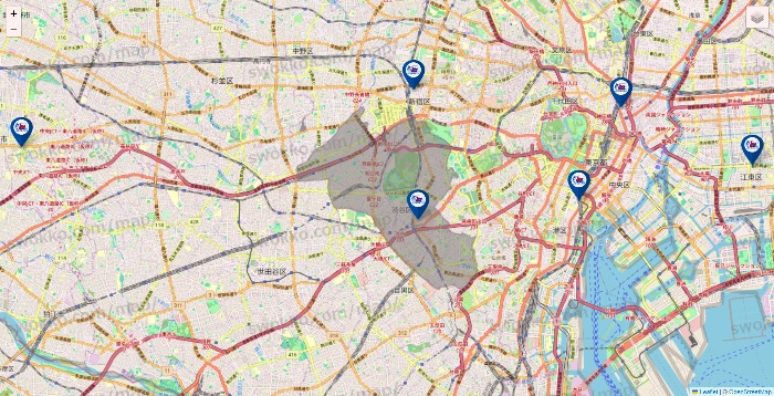 東京都の上州屋の店舗地図