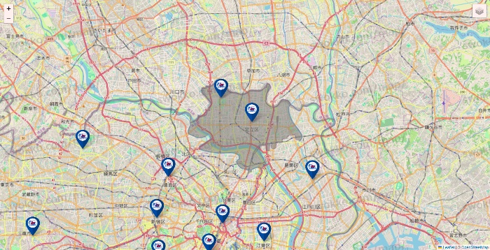 東京都の上州屋の店舗地図