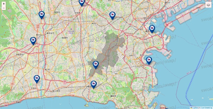 神奈川県の上州屋の店舗地図
