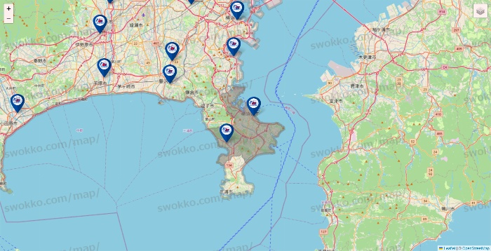 神奈川県の上州屋の店舗地図