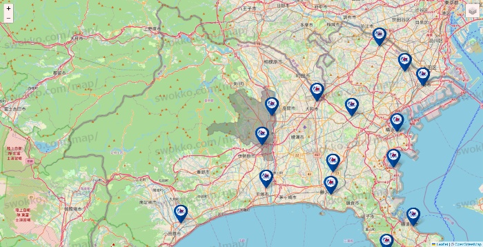 神奈川県の上州屋の店舗地図