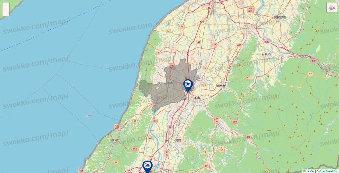 新潟県の上州屋の店舗地図