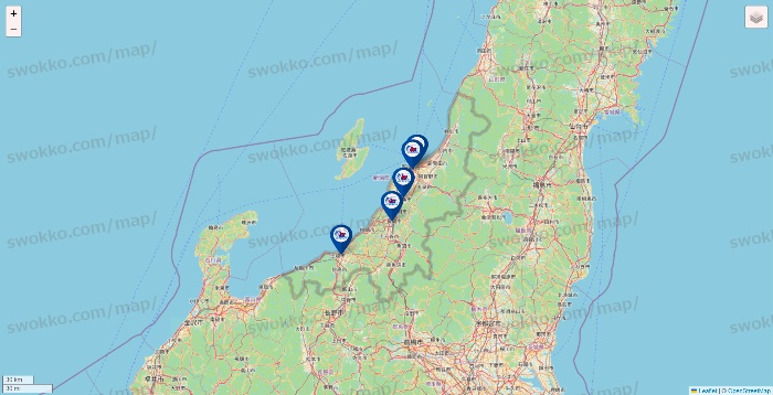 新潟県の上州屋の店舗地図