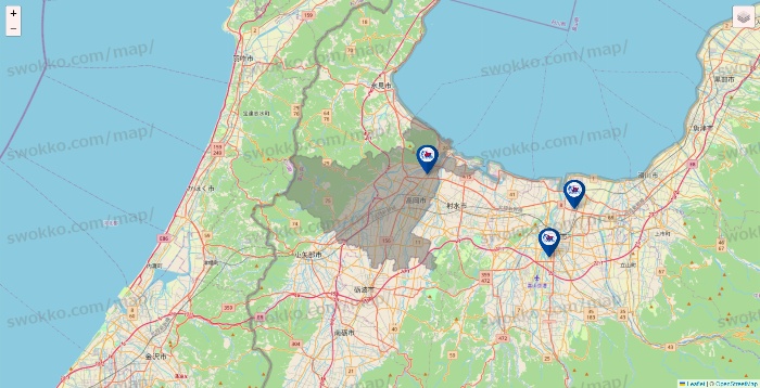 富山県の上州屋の店舗地図