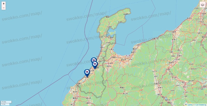 石川県の上州屋の店舗地図