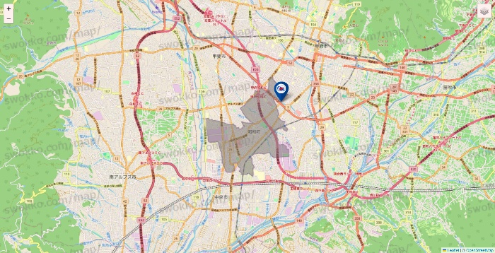山梨県の上州屋の店舗地図