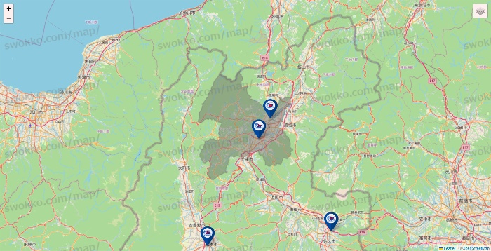 長野県の上州屋の店舗地図