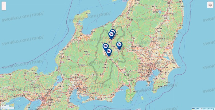 長野県の上州屋の店舗地図